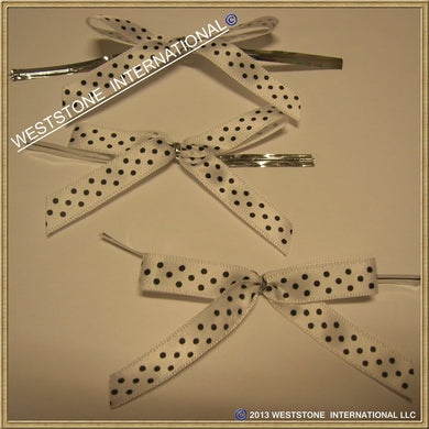25 Polka Dot Black Satin Pre-Tied Ribbon Bow for cello bag