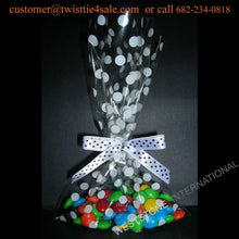 Load image into Gallery viewer, 25 Polka Dot Black Satin Pre-Tied Ribbon Bow for cello bag