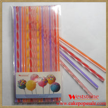 Load image into Gallery viewer, 50pcs 6" (15cm) PURPLE lined Lollipop Sticks For Cake Pops or Lollipop Candy - Solid acrylic