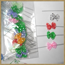 Load image into Gallery viewer, 50 Pcs Pre-tied Organza Green Polka dot Ribbon Bows + 50pcs bags