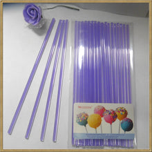 Load image into Gallery viewer, 50pcs 6" (15cm) PURPLE lined Lollipop Sticks For Cake Pops or Lollipop Candy - Solid acrylic