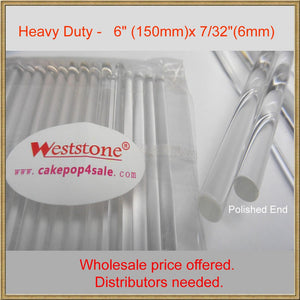 Reusable 40pcs Heavy Duty Acrylic Sticks - 6 in x 7/32 in Clear Bubble  For Cake Pops or Candy Apple