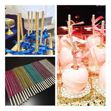 Load image into Gallery viewer, New 10pcs Candy Apple Sticks Candy Apple Sticks Skewers Bling Candy Buffet Supplies Dessert Buffet Sticks Bling Rhinestone